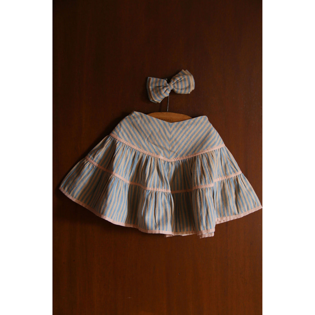 Bonjour Blue Transat Stripe Flounce Skirt With Hair Clip