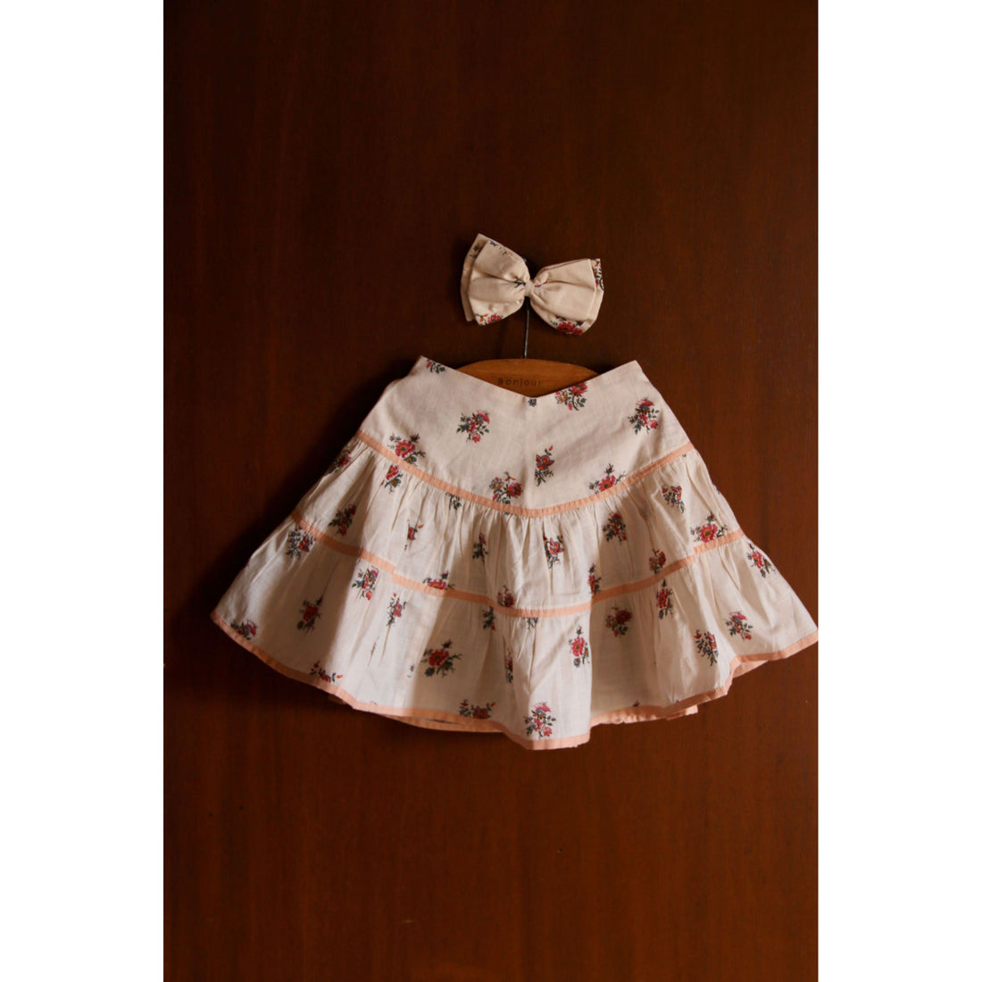 Bonjour Garden Flowers Print Flounce Skirt With Hairclip