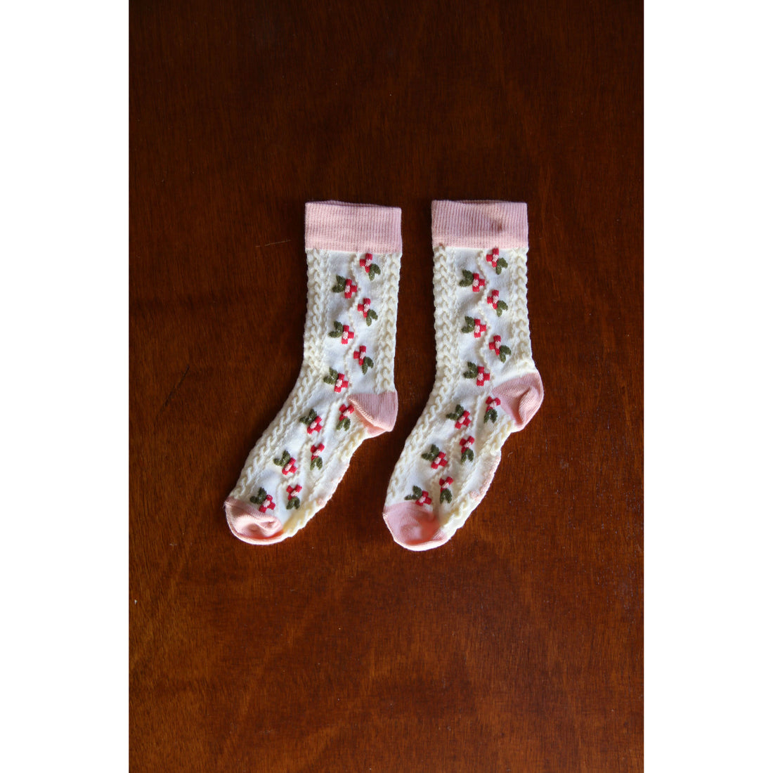 Bonjour Pink Flower Print"Farandole" Socks