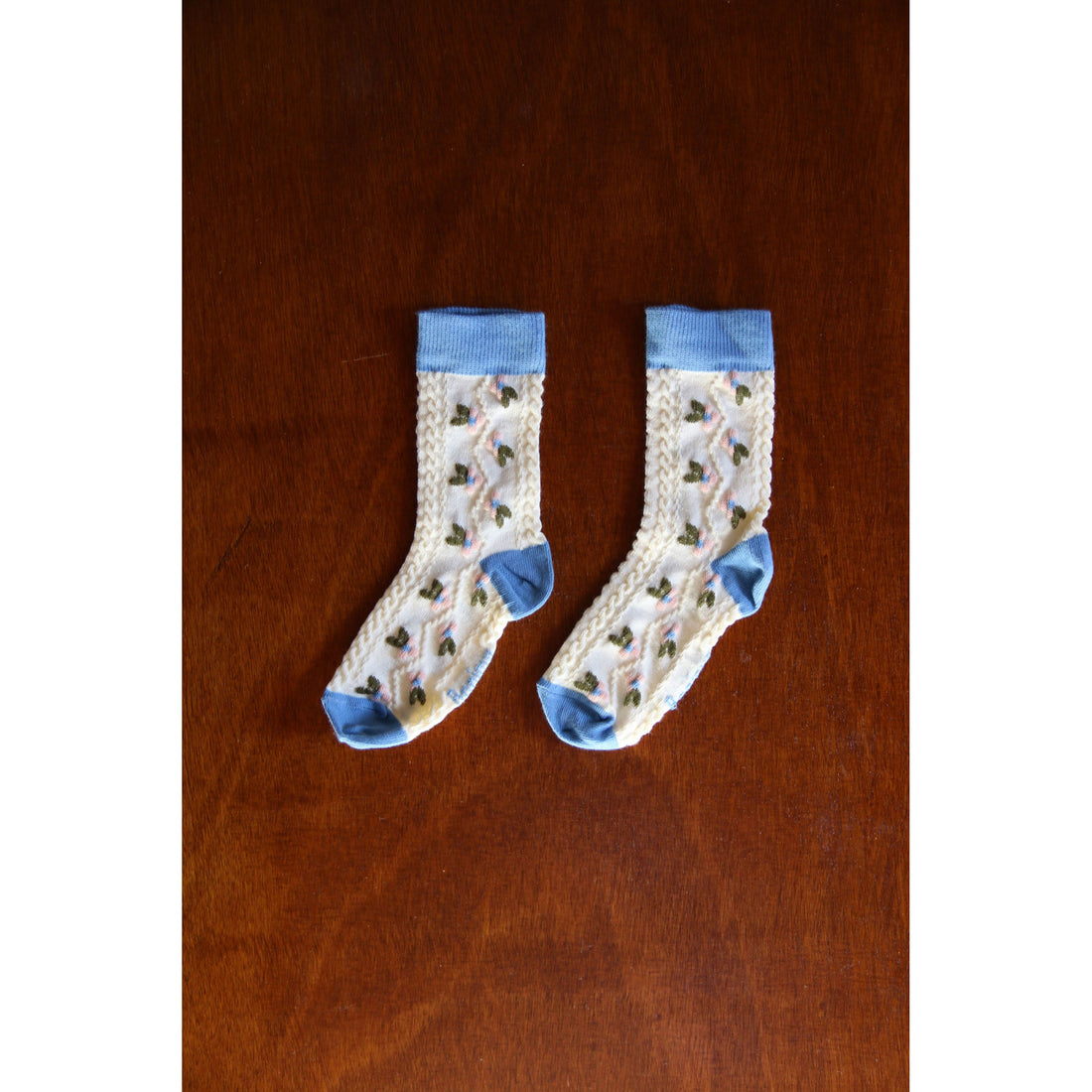 Bonjour Blue Flower Print"Farandole" Socks