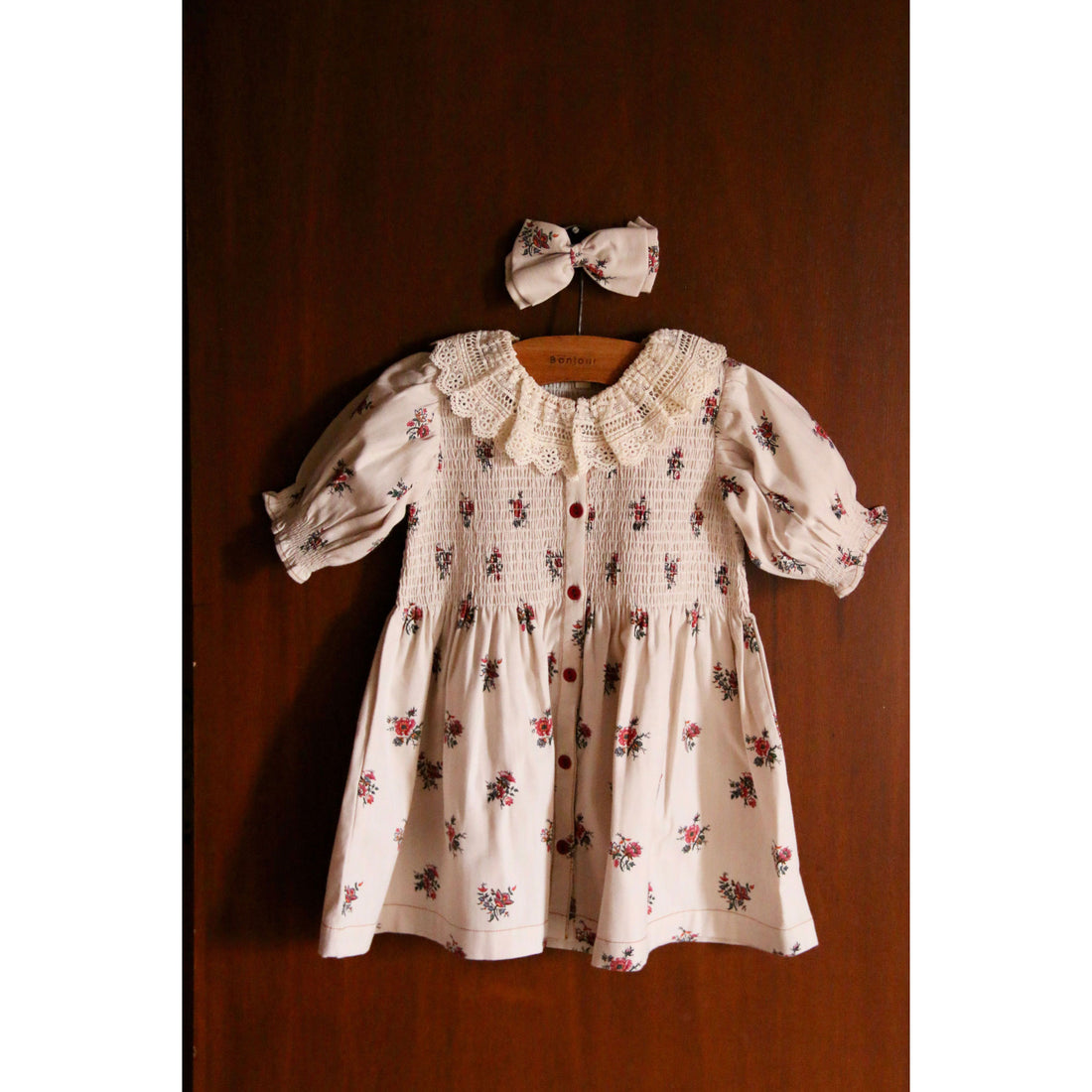 Bonjour Garden Flowers Print Denim Tunique With Hair Clip