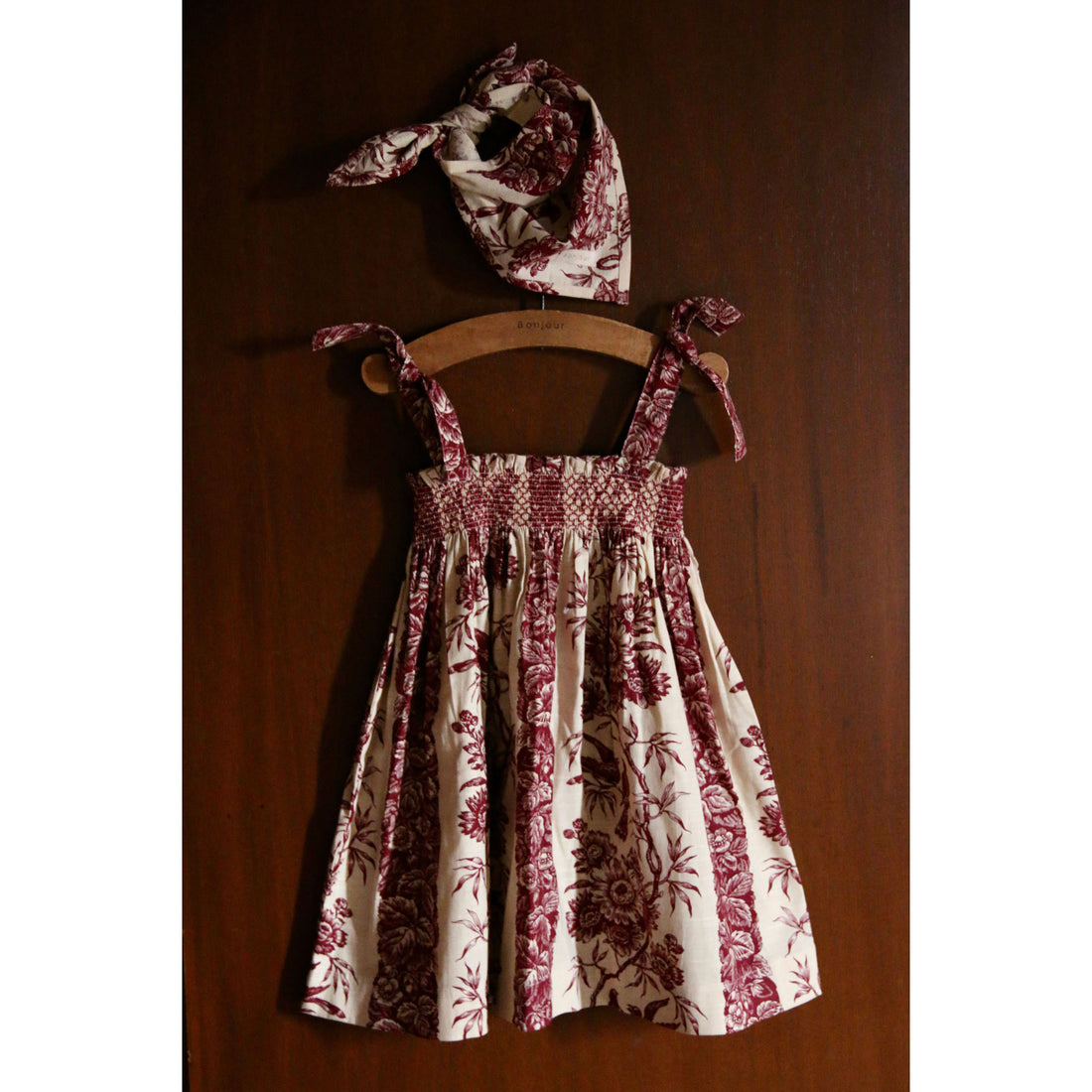 Bonjour Bird Print Skirt Dress With Triangle Scarf