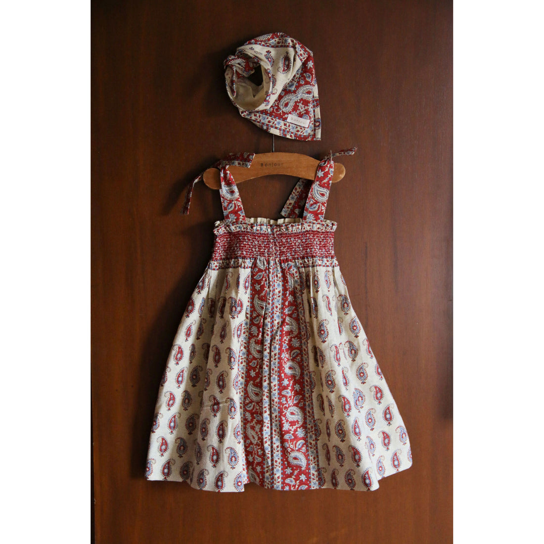 Bonjour Cashmere Bandana Print Dress With Scarf