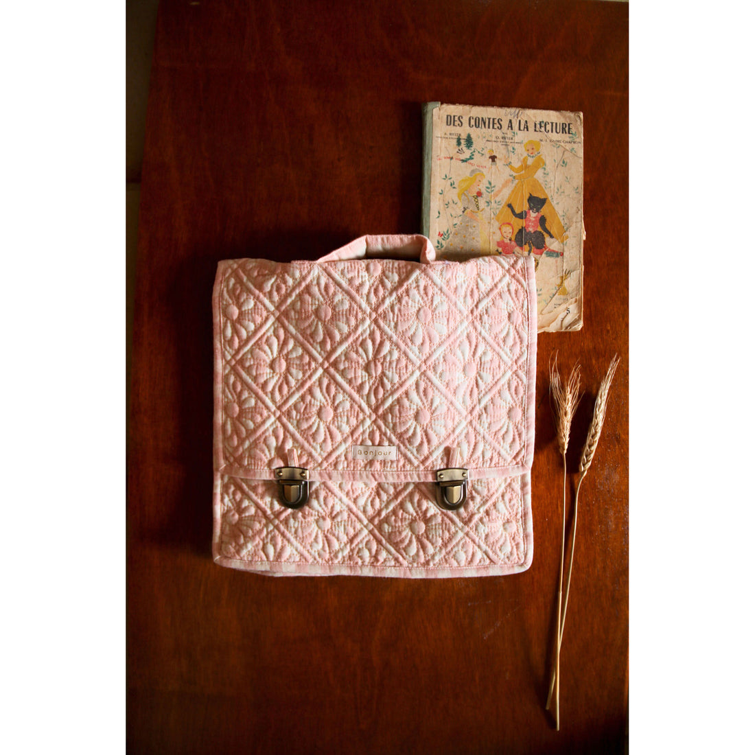 Bonjour Pink Vichy Quilted School Bag