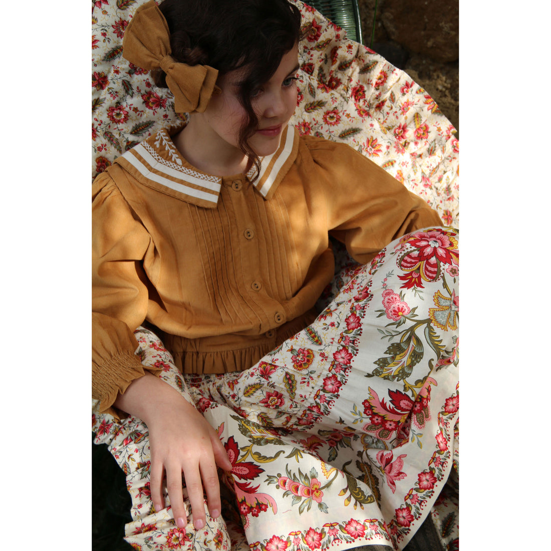 Bonjour Curry Baby Cord Sailor Blouse