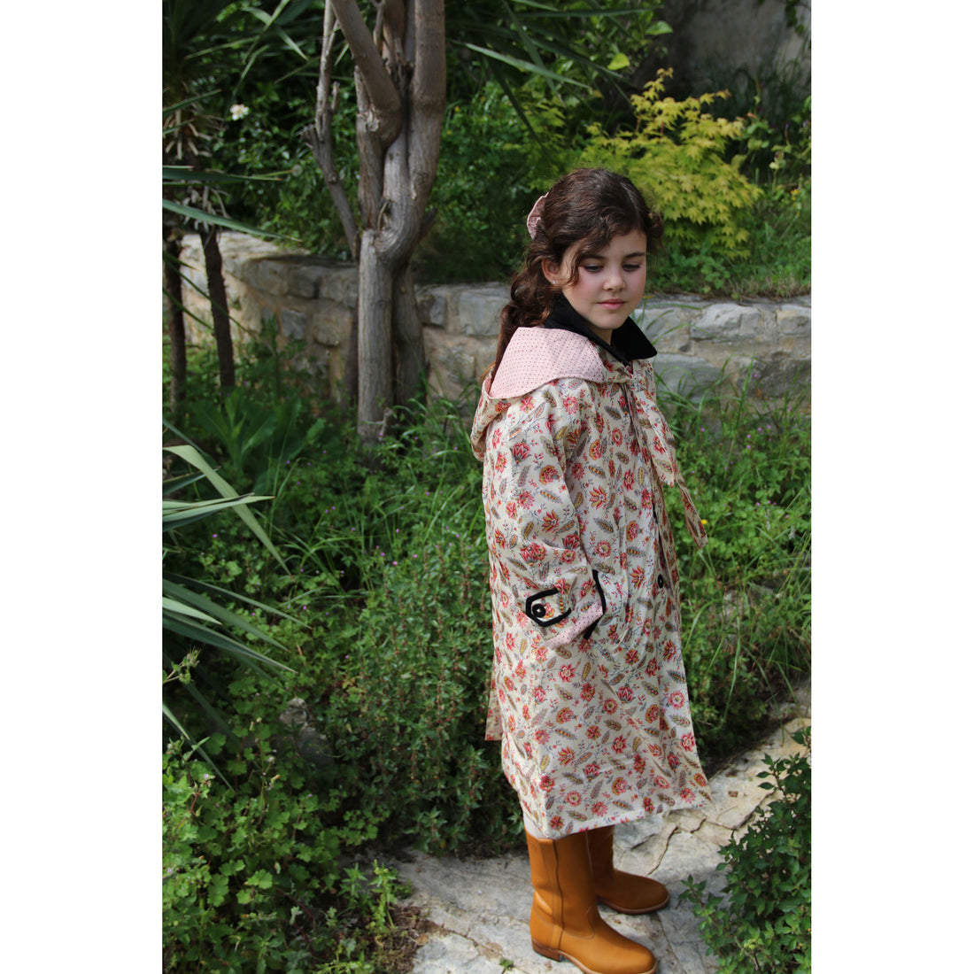 Bonjour Aline Print Waterproof Trench Coat