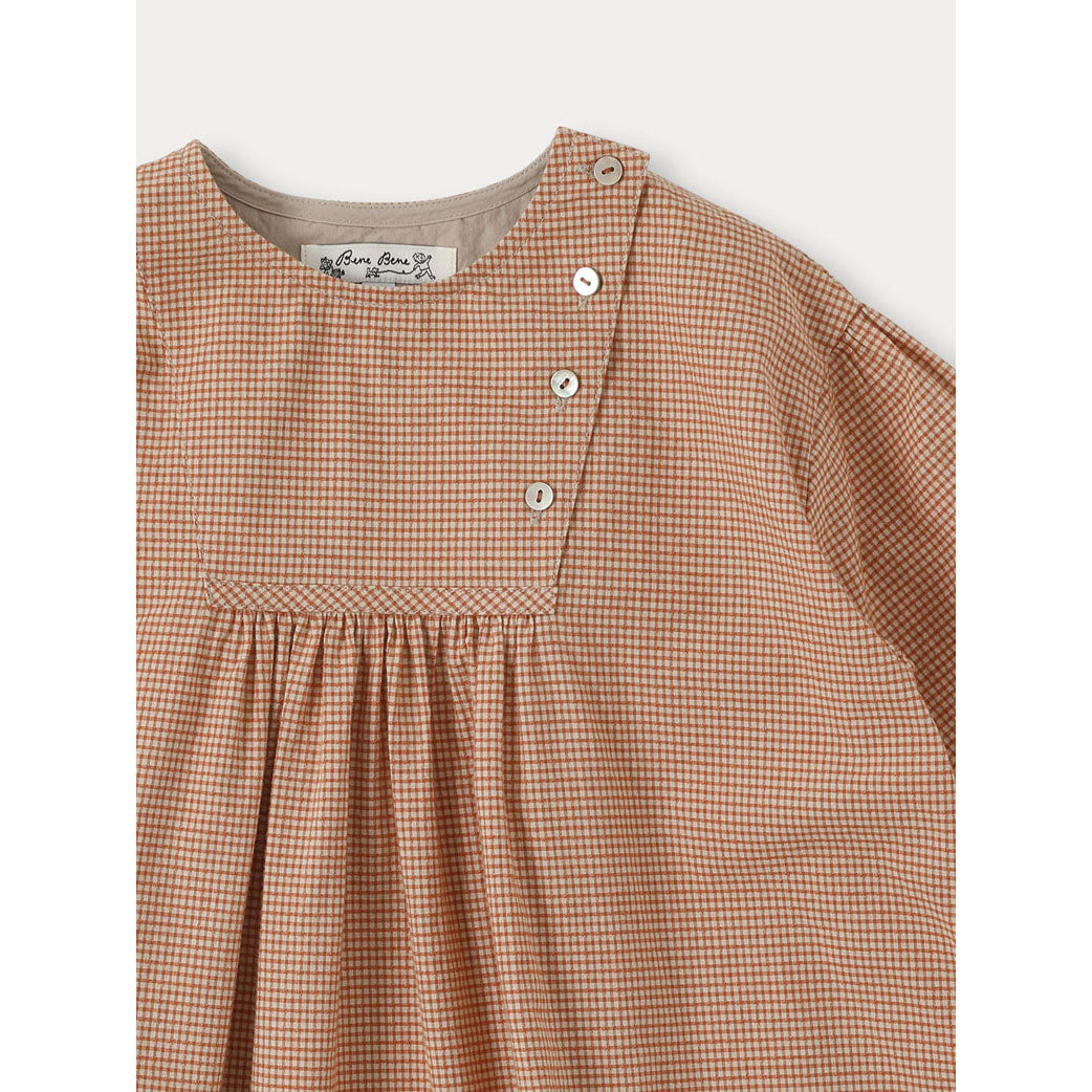 Bene Bene Orange Brown Cannelle Check Mini Dress