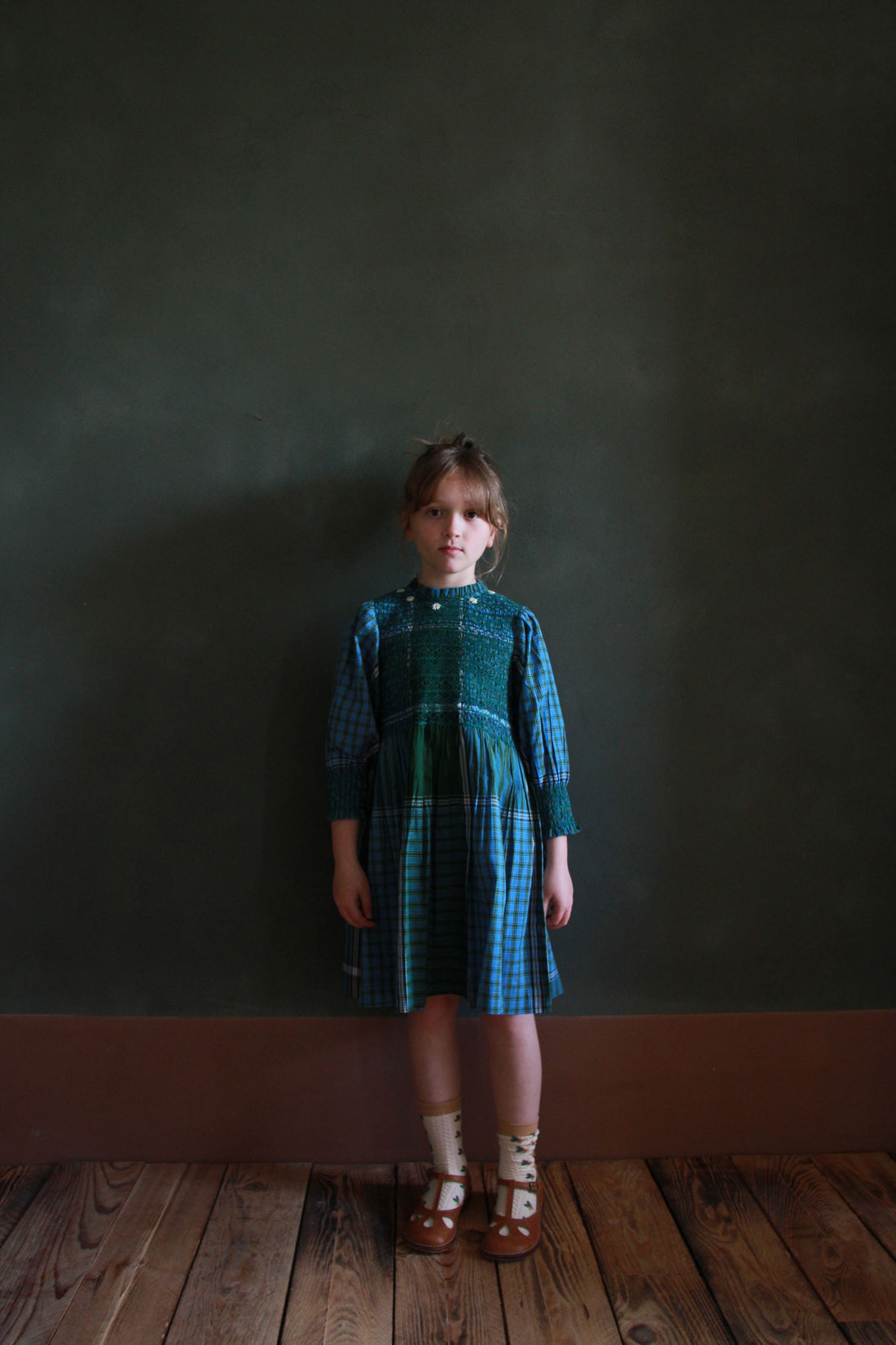 Bonjour Lungi Check Handsmock Dress