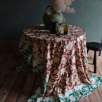 Bonjour Autumnal Red Flower Tablecloth