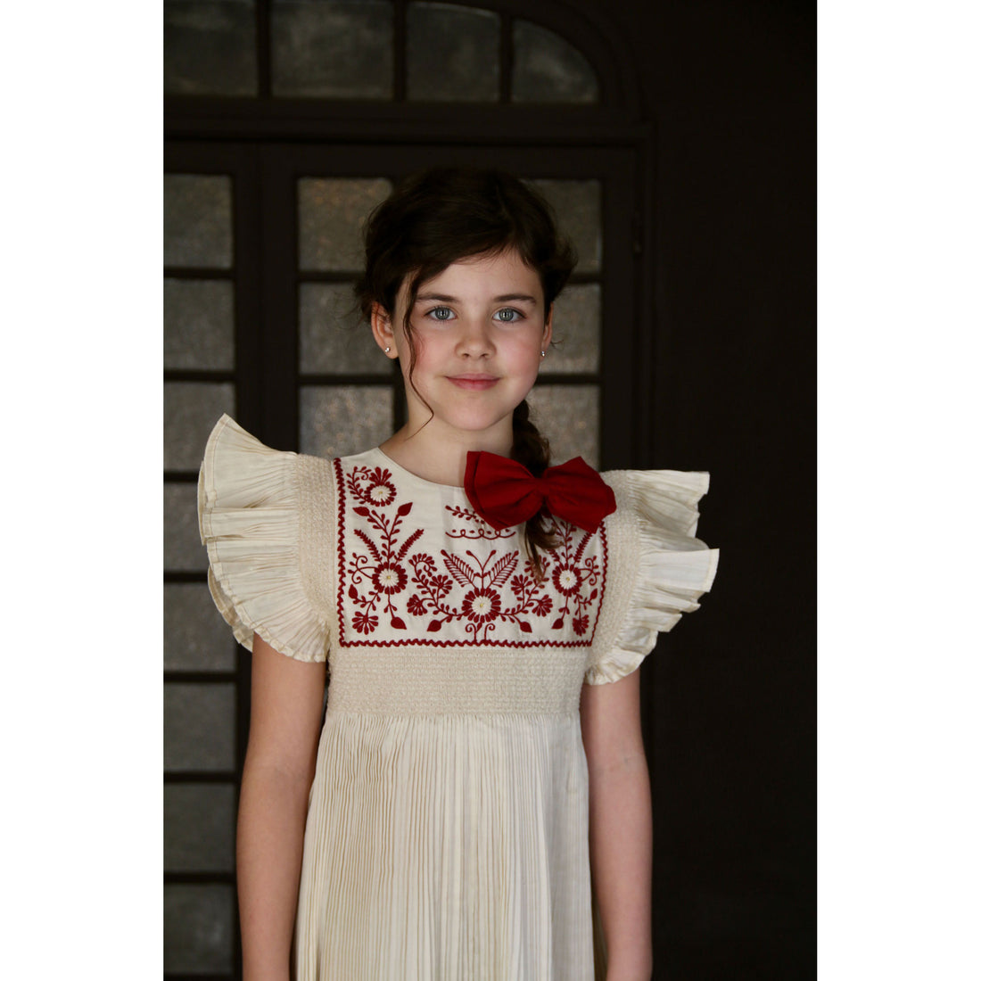 Bonjour Ivory Taffetas Pleated Dress
