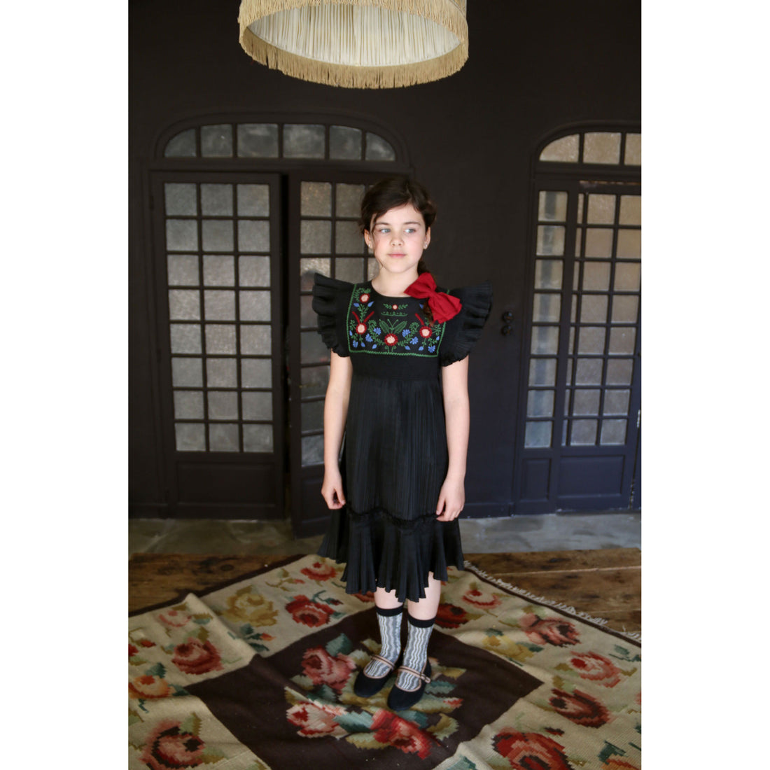 Bonjour Black Taffetas Pleated Dress