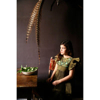 Bonjour Kaki Taffetas Pleated Dress