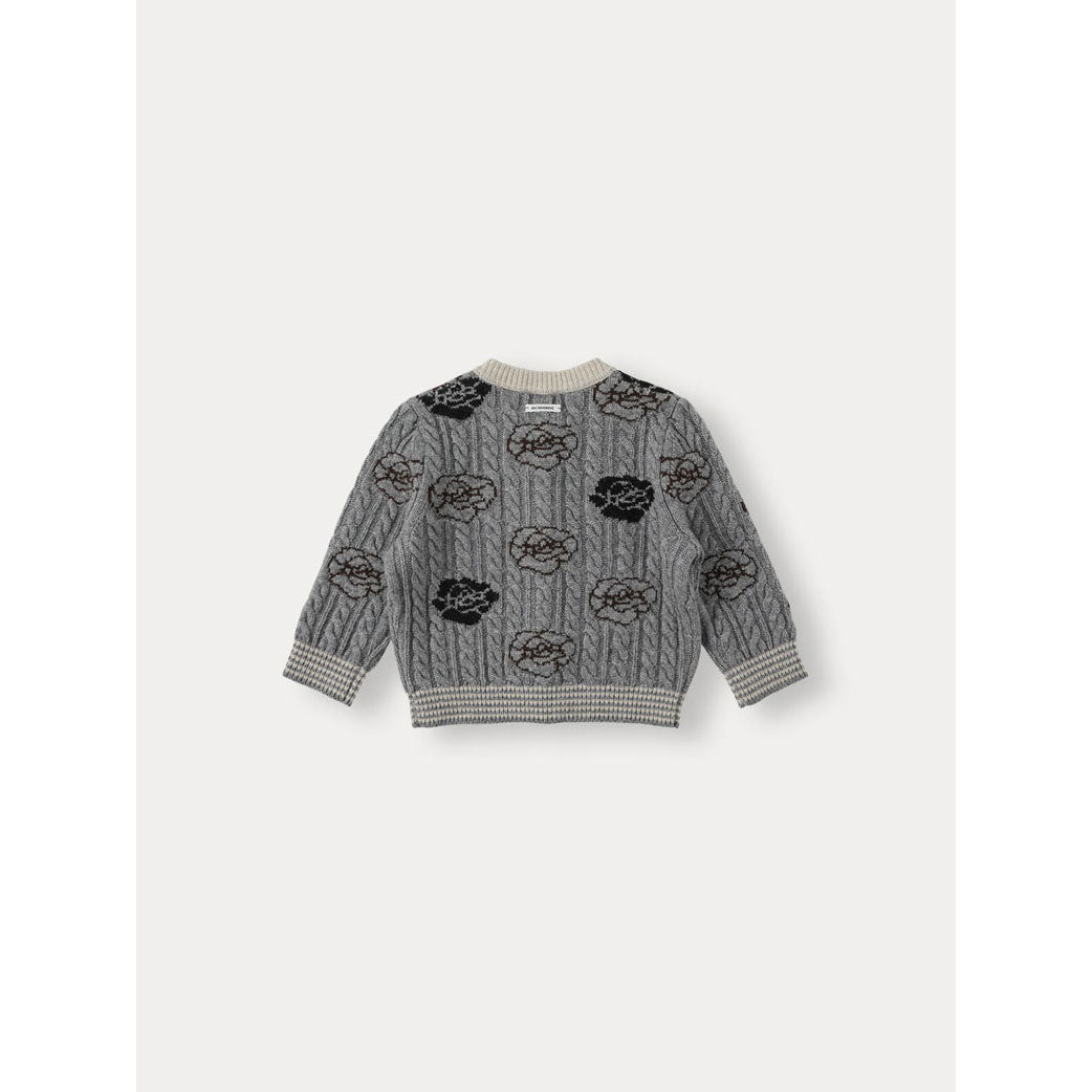 Bene Bene Melange Gray Fleur Wool Knit Cardigan