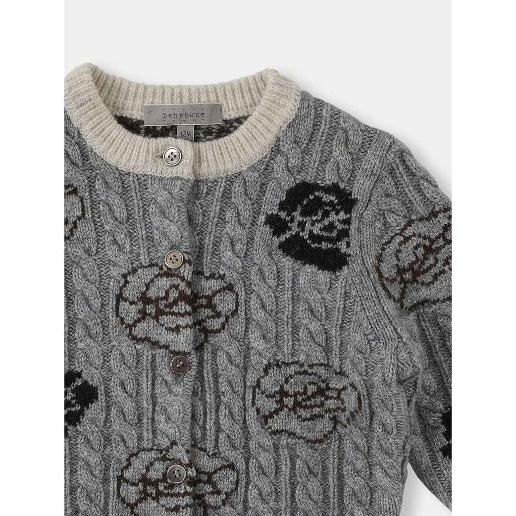 Bene Bene Melange Gray Baby Fleur Wool Knit Cardigan