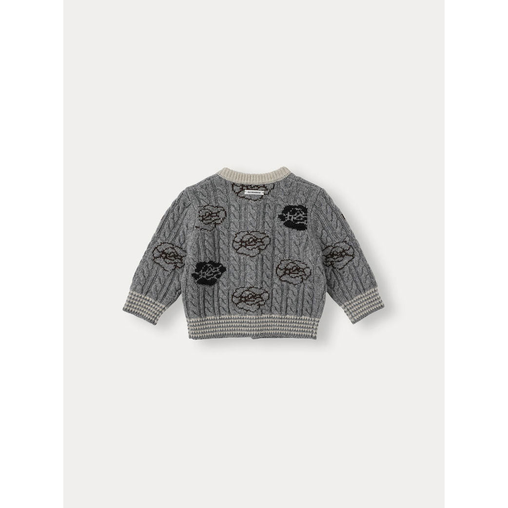 Bene Bene Melange Gray Baby Fleur Wool Knit Cardigan