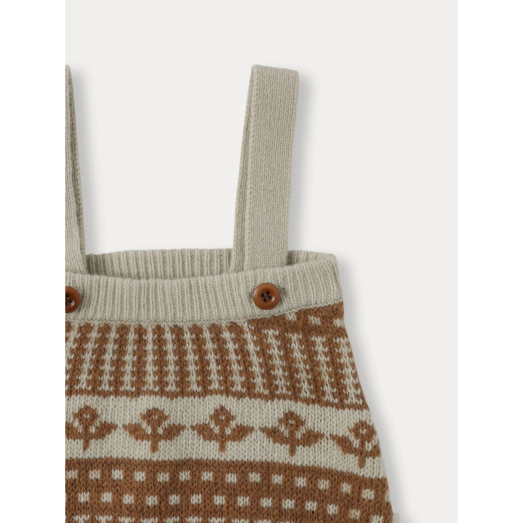 Bene Bene Green Beige Baby Jardin Suspender Knit Bloomer