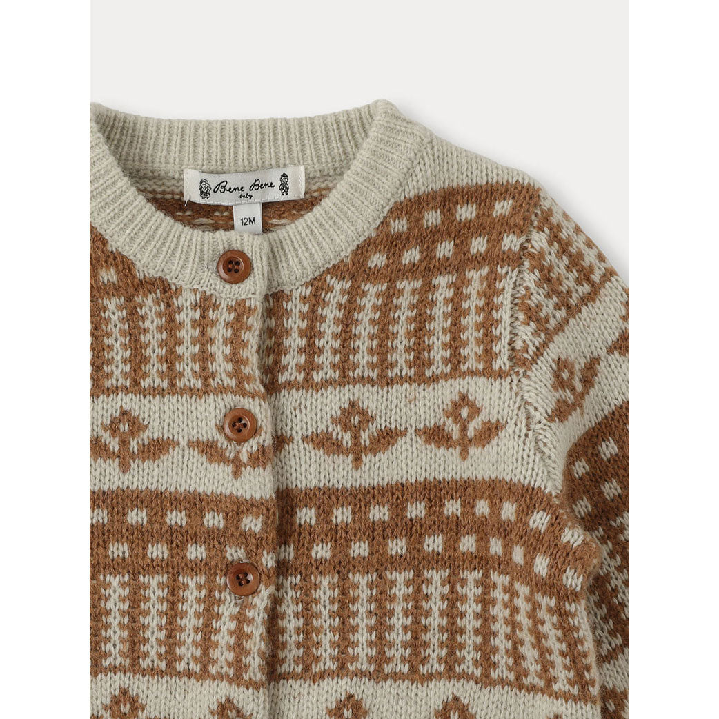 Bene Bene Green Beige Baby Jardin Knit Cardigan