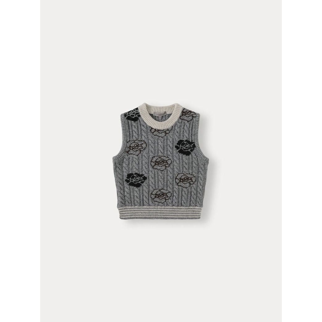 Bene Bene Melange Gray Fleur Wool Knit Vest
