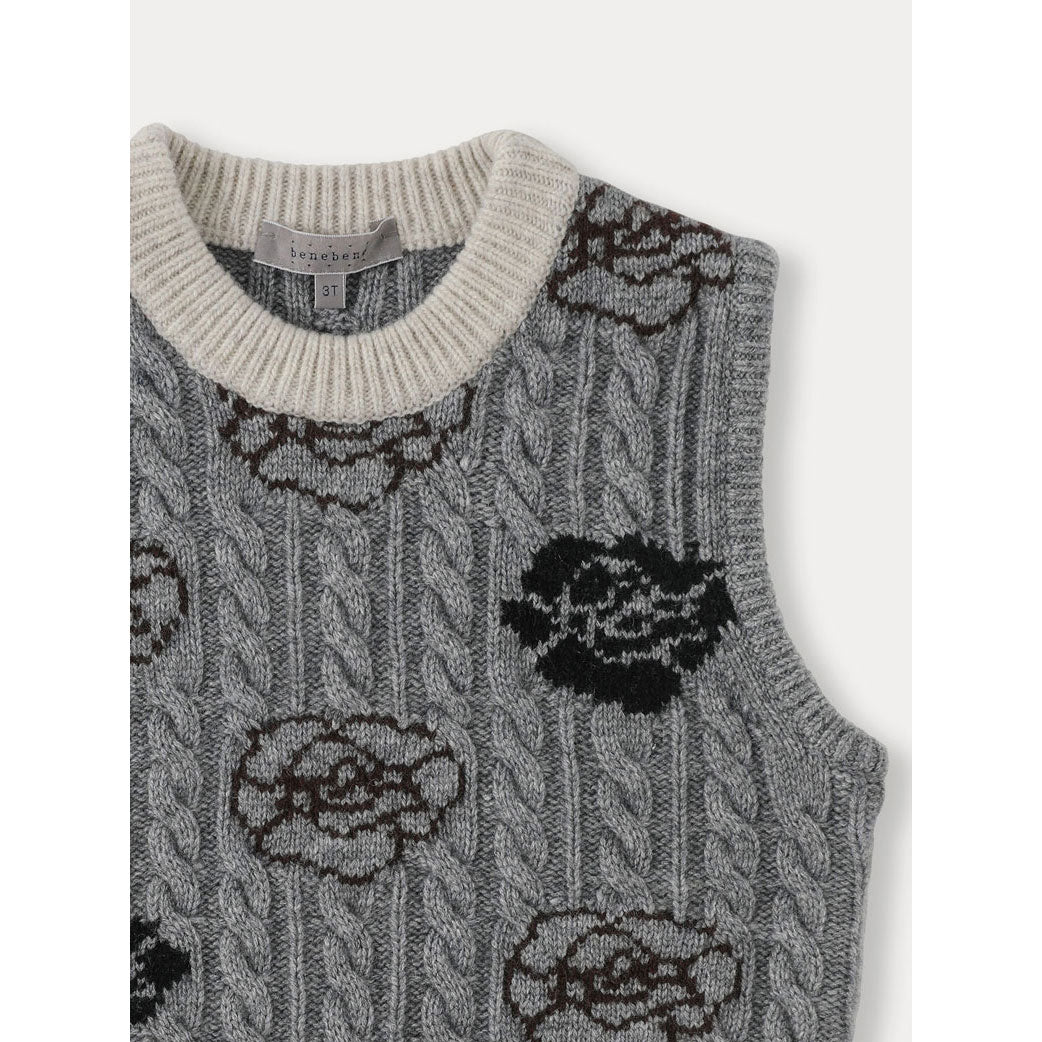 Bene Bene Melange Gray Fleur Wool Knit Vest
