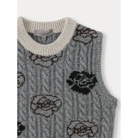 Bene Bene Melange Gray Fleur Wool Knit Vest
