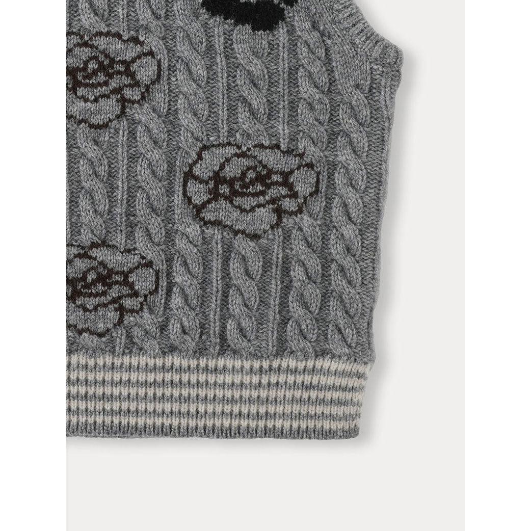 Bene Bene Melange Gray Fleur Wool Knit Vest
