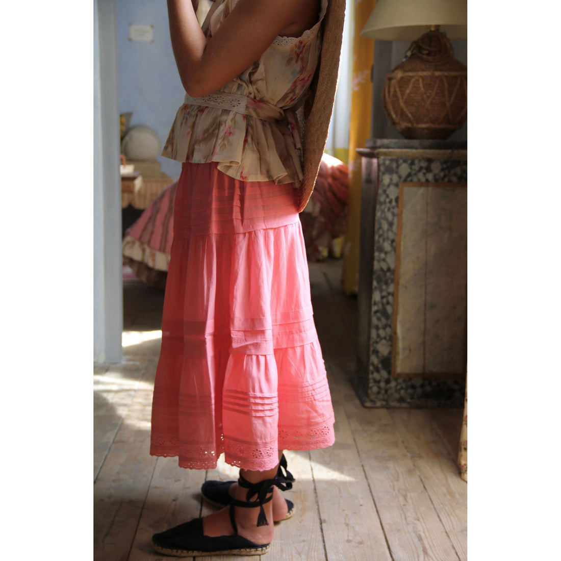 Bonjour Dark Pink Sushi Long Skirt