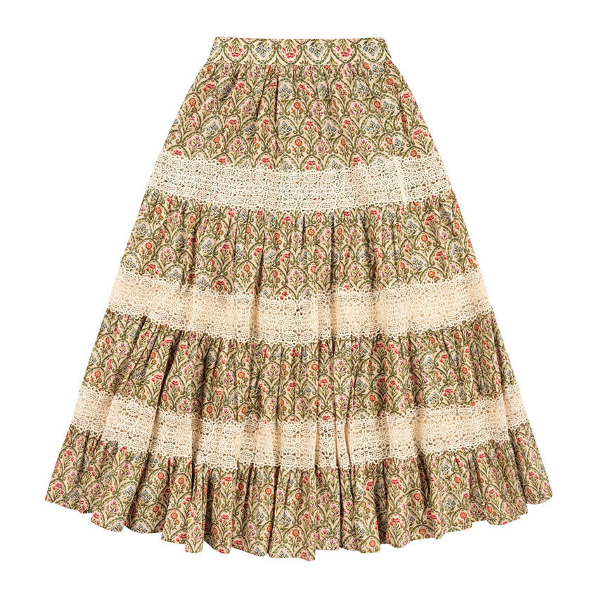 Atelier Parsmei Veiled Rose Panelled Lace Ankle Skirt