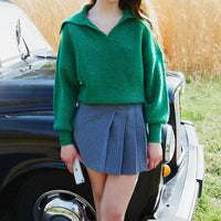Indee Prairy Green Polo Knit Sweater