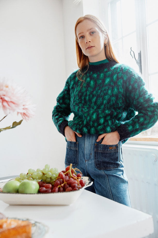 Indee Navy Leapard Printed Sweater