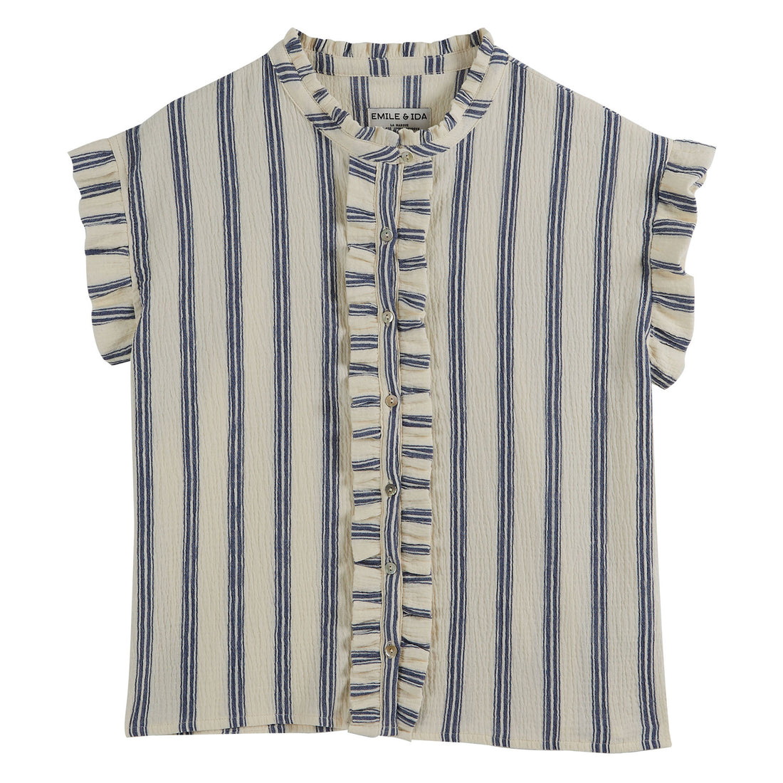 Emile et Ida Striped Ruffled Womens Blouse
