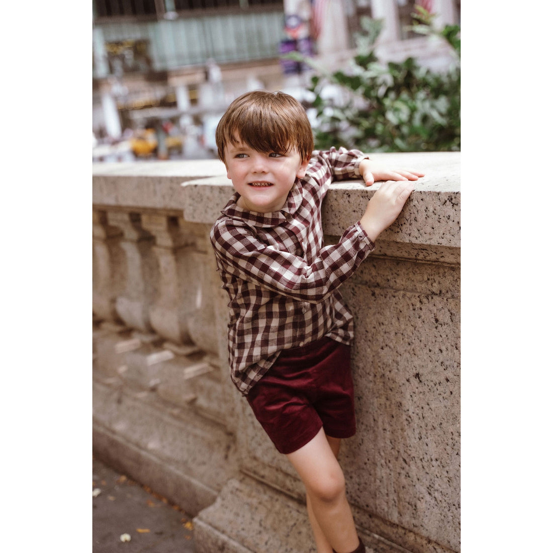 Coco Blanc Burgundy Gingham Plaid Shirt