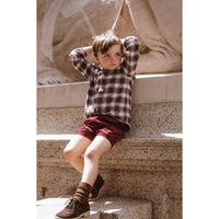 Coco Blanc Burgundy Blue Plaid Shirt