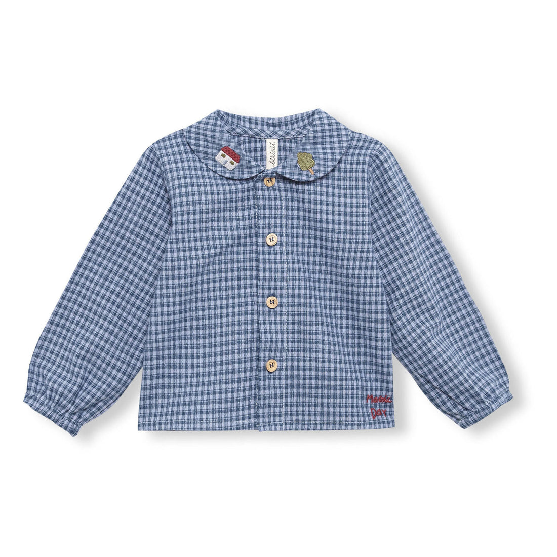 Birinit Indigo Gingham Peter Pan Shirt