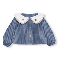 Birinit Indigo Gingham Embroidered Baby Blouse