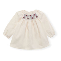 Birinit Ivory Mauve Embroidered Baby Blouse