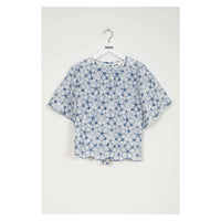 Indee Off White Embroidered Bicolor Lace Top
