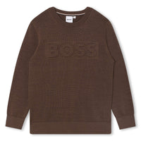 Hugo Boss Brown Mini Me Tone On Tone Sweater
