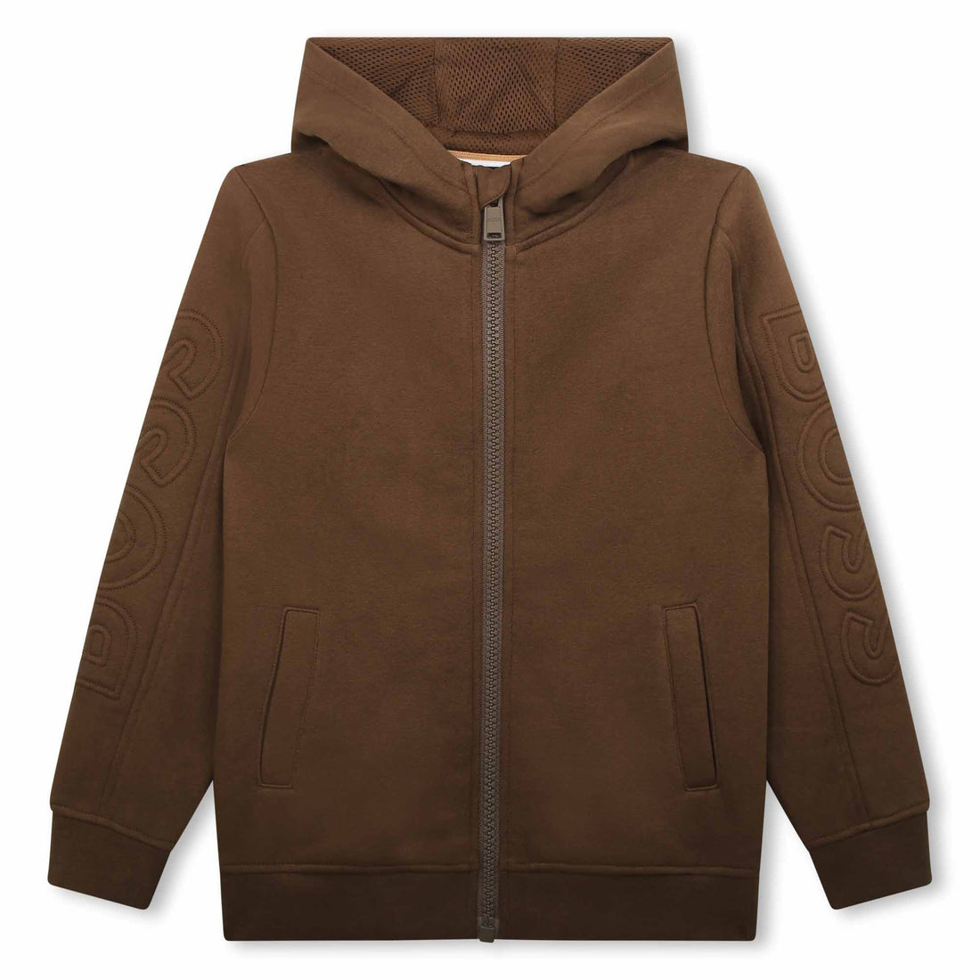Hugo Boss Brown Hooded Zip Up Sweatshirt