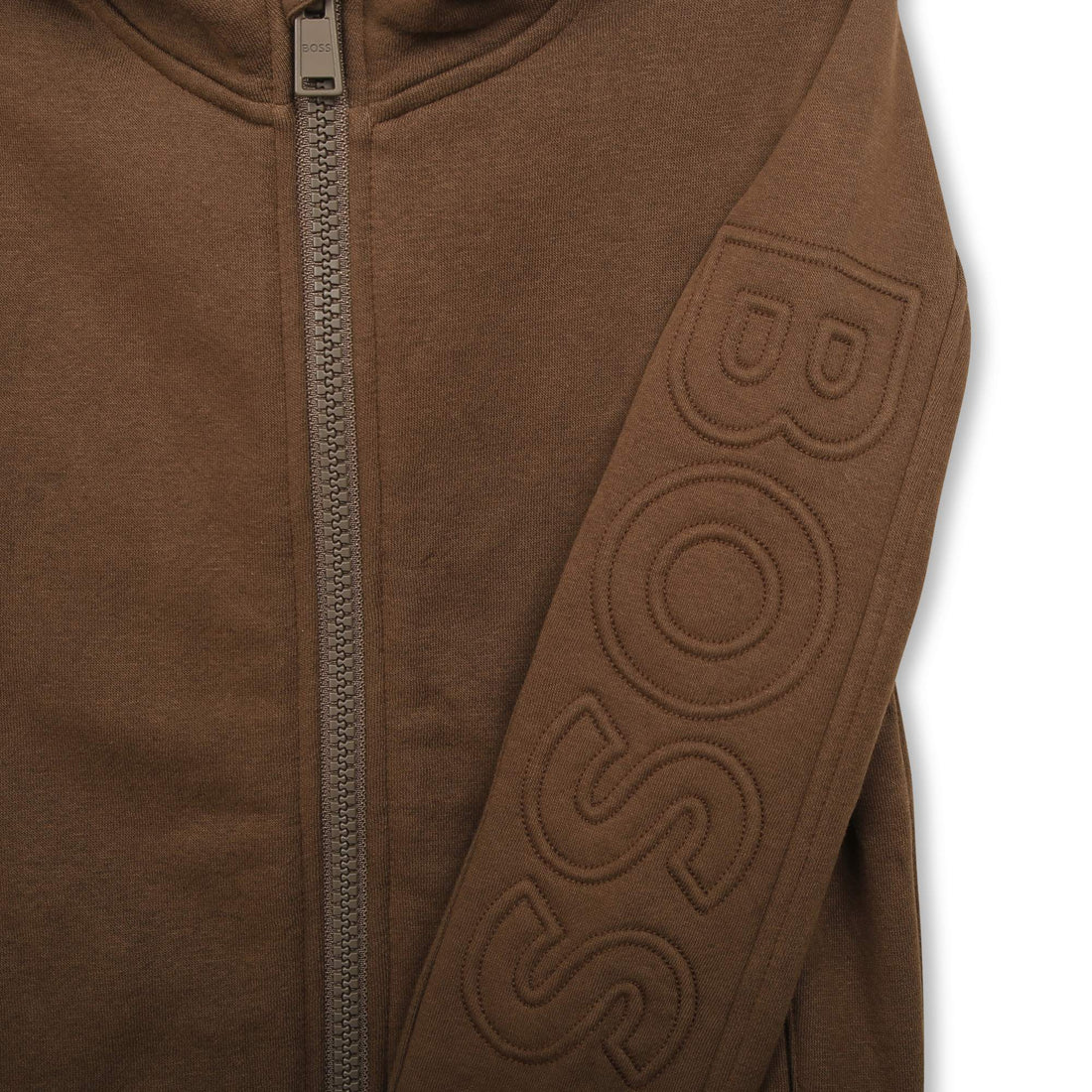 Hugo Boss Brown Hooded Zip Up Sweatshirt