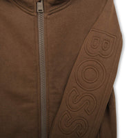 Hugo Boss Brown Hooded Zip Up Sweatshirt