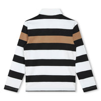 Hugo Boss Black Chocolate Brown Striped Ls Polo
