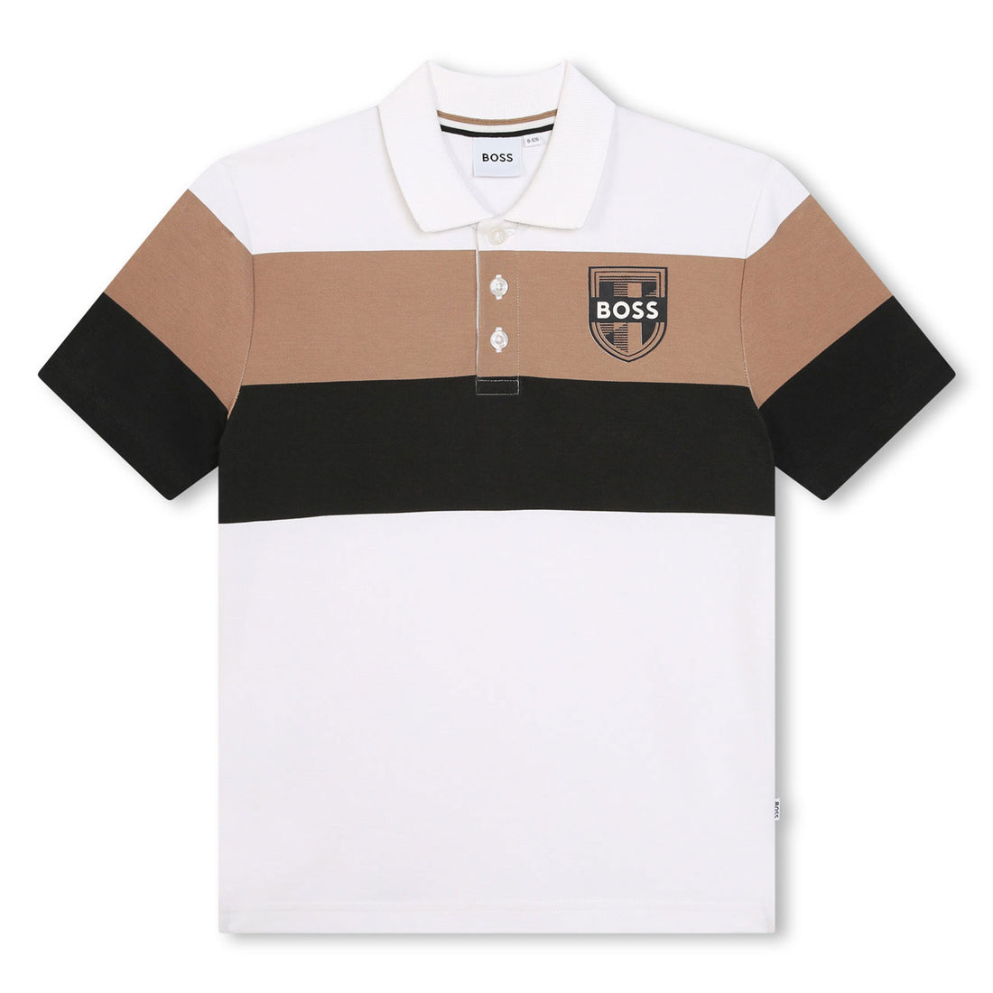 Hugo Boss White Chest Striped Colorblock Polo