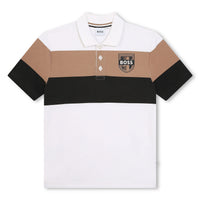 Hugo Boss White Chest Striped Colorblock Polo