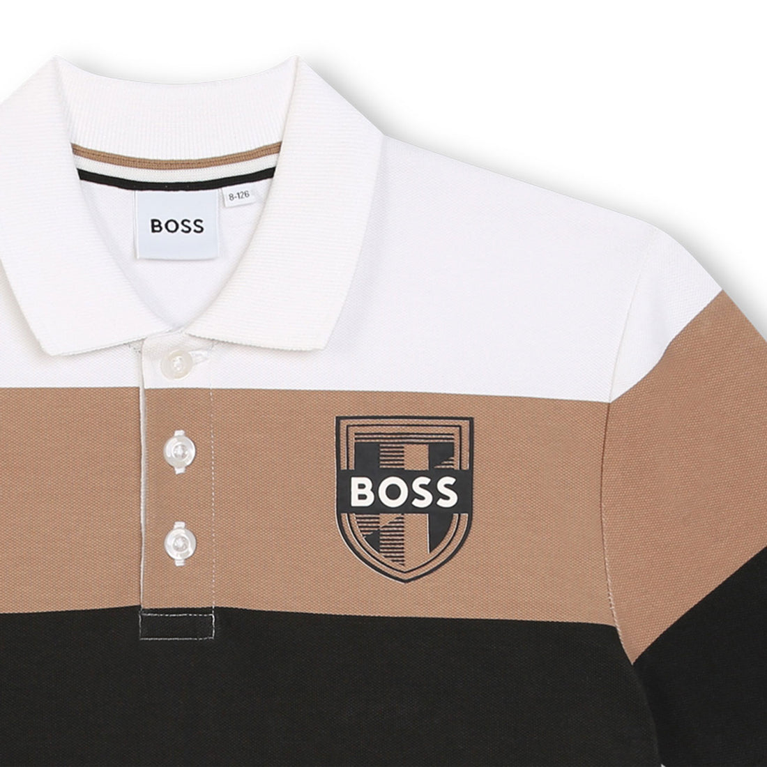 Hugo Boss White Chest Striped Colorblock Polo