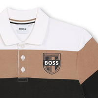 Hugo Boss White Chest Striped Colorblock Polo