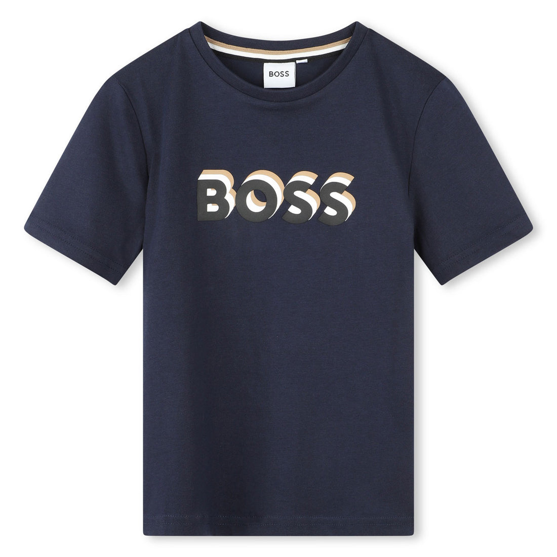 Hugo Boss Navy Mini Me Embossed Logo Tee
