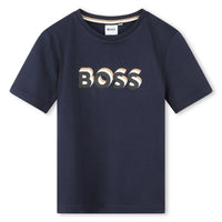 Hugo Boss Navy Mini Me Embossed Logo Tee