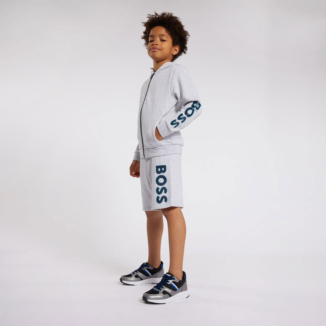 Hugo Boss Chine Grey Zip-Up Sweatshirt