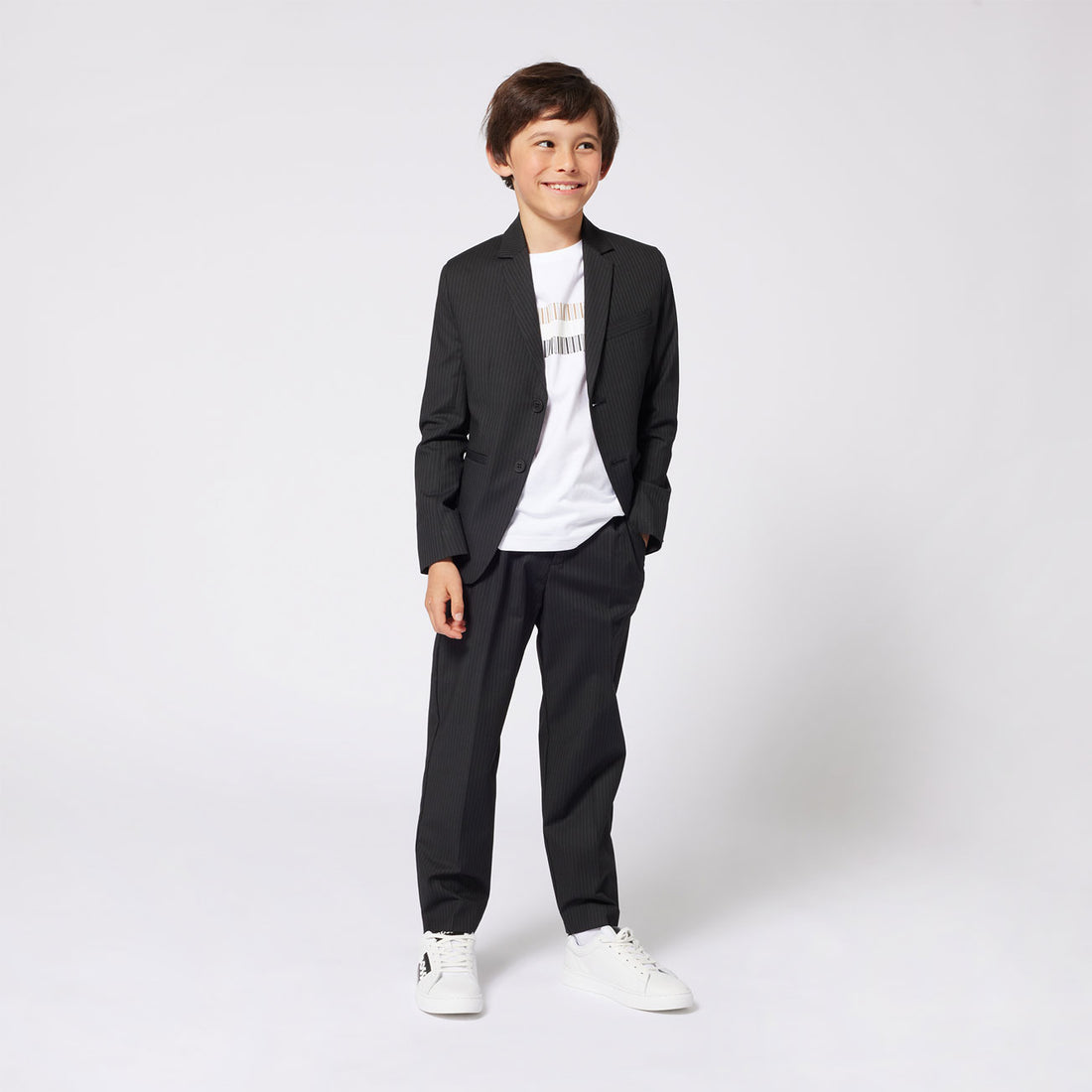 Hugo Boss White Mini Me Tricolor Print Tee