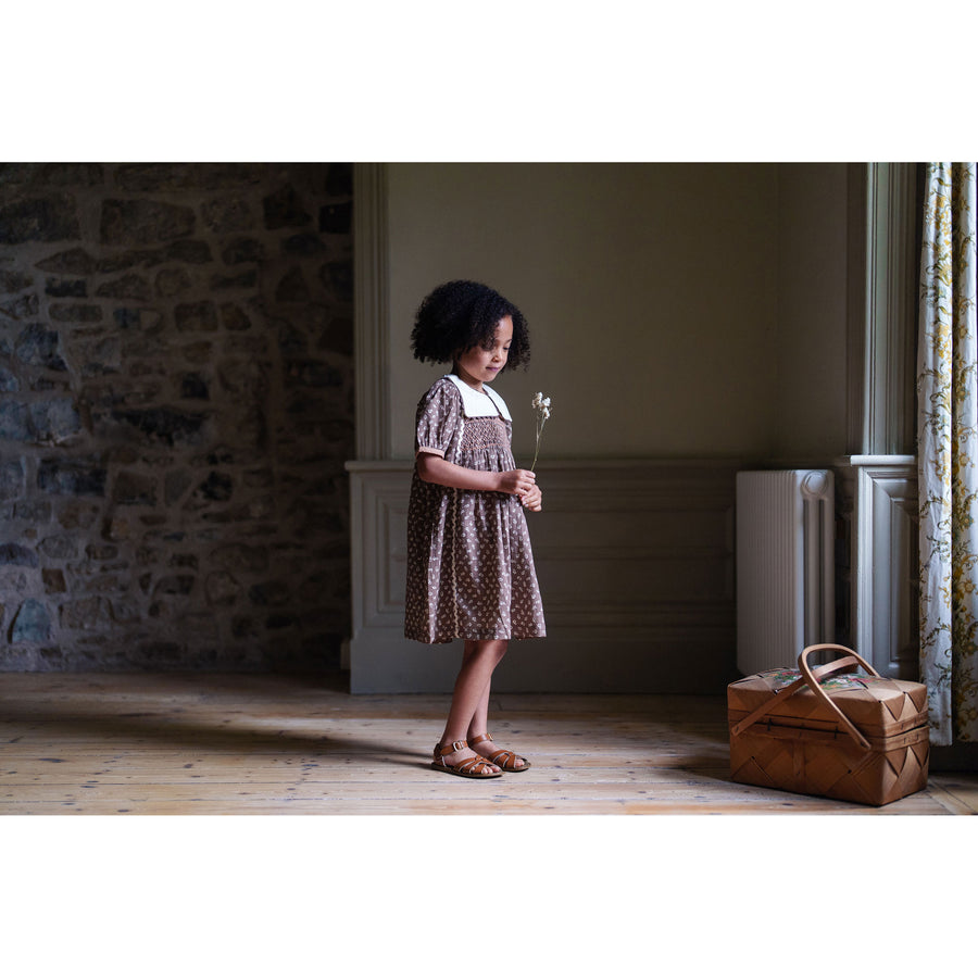 Little Cotton Clothes Clover Floral Violet Dress